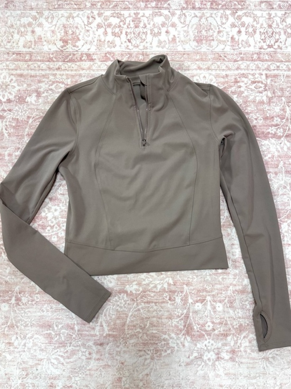 Danskin 🤎 Taupe Active Front Zip Cropped Top